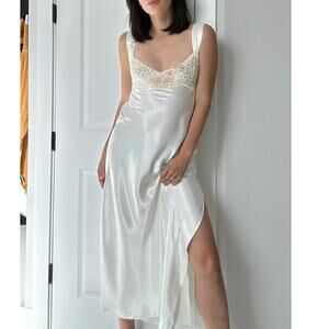 Vintage Fernando Sanchez Cream Lace Slip Gown Dress